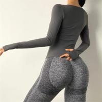 Camiseta de Yoga con almohadilla interior para mujer, Top de manga larga para culturismo y Yoga, ropa deportiva de ajuste seco, ropa deportiva para gimnasio, Top de entrenamiento - details 19