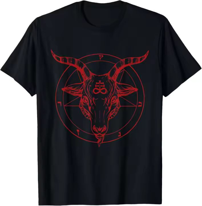 Camiseta con diseño de brujería satánica Baphomet con cabeza de cabra y pentagrama - 1