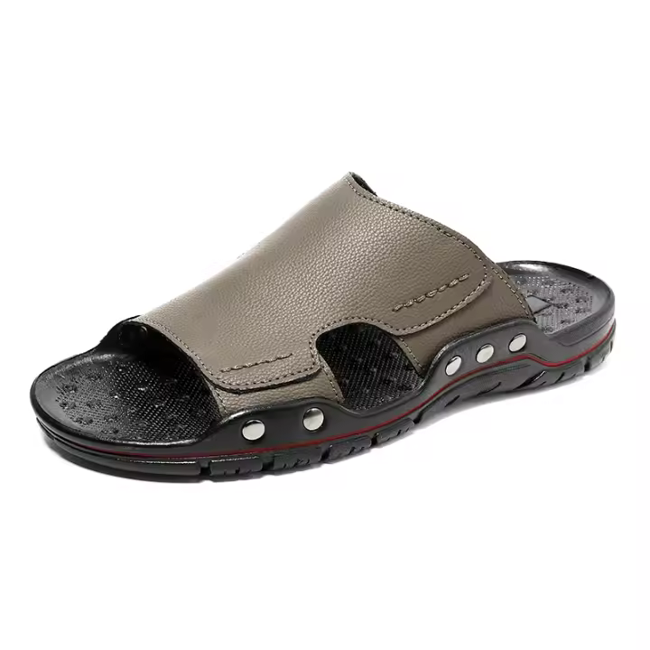 Zapatillas de Cuero para Hombre Verano Antideslizantes, Resistentes al Desgaste, Tamaño Grande, Estilo Exterior - 1
