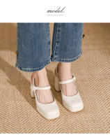 Zapatos Mary Jane de charol con punta cuadrada y tacón en bloque estilo hada = - details 8
