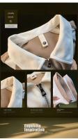 Polo empalmado con patrón cuadrado de gofres para hombre, camiseta holgada y transpirable de cinco mangas, innovadora para 2025, informal de verano - details 4