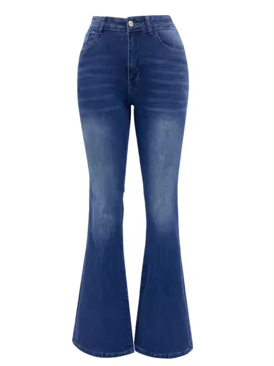Vaqueros acampanados azules de cintura alta para mujer, pantalones de moda - 1