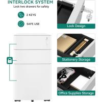 Archivador de Oficina de Metal con 3 Cajones Móvil con Ruedas Funcional para Carta/A4 Blanco - details 3