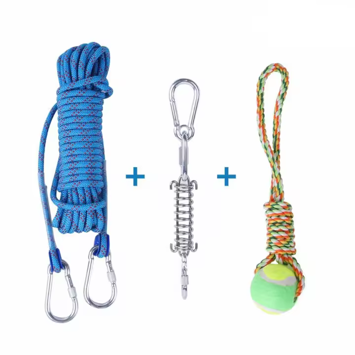 Juguetes de poste de resorte para perros resistentes a mordeduras, cuerda de algodón de 5M, ejercicio colgante, cuerda de algodón, juguetes de poste de resorte para perros, juguete masticable para perros - 1