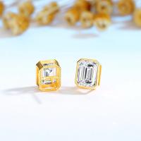 Pendientes de Moissanita de Oro 14k Corte de Esmeralda Joyería de Alta Calidad para Mujeres - details 3