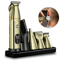Cortadora de pelo profesional 5 en 1, cortadora de pelo eléctrica, maquinilla de afeitar resistente al agua, Barba, cuerpo, Máquina para cortar cabello para hombres, carga USB - details 0