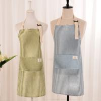 Delantal de cocina a rayas con bolsillos para mujer, uniforme de algodón, suave, ajustable, a prueba de aceite - details 0