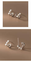 Pendientes de Doble Concha Irregular de Plata Esterlina S925 Joyería de Moda Sin Alergias para Mujeres Gift de Joyería de Metal - details 5