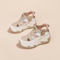 Sandalias deportivas huecas de suela gruesa y tacón alto con cuña oculta para mujer, estilo coreano, para uso informal y de talla pequeña. - details 6