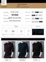Jersey informal de manga larga con cuello levantado para exteriores, sudadera básica cálida para otoño, blusa de invierno para hombre, suéter de alta calidad - details 4