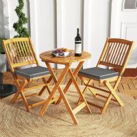 Set de Bistró con 3 Piezas Plegables, Mesa y Sillas Terraza de Madera de Acacia con 2 Cojines Acolchados Extraíbles, Muebles de Exterior para Patio Jardín Veranda Balcón (Rojo) - details 19