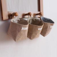 Bolsas de almacenamiento montadas en la pared, cesta plegable de algodón y lino, organizador familiar decorativo (color como se muestra), 2 uds. - details 3