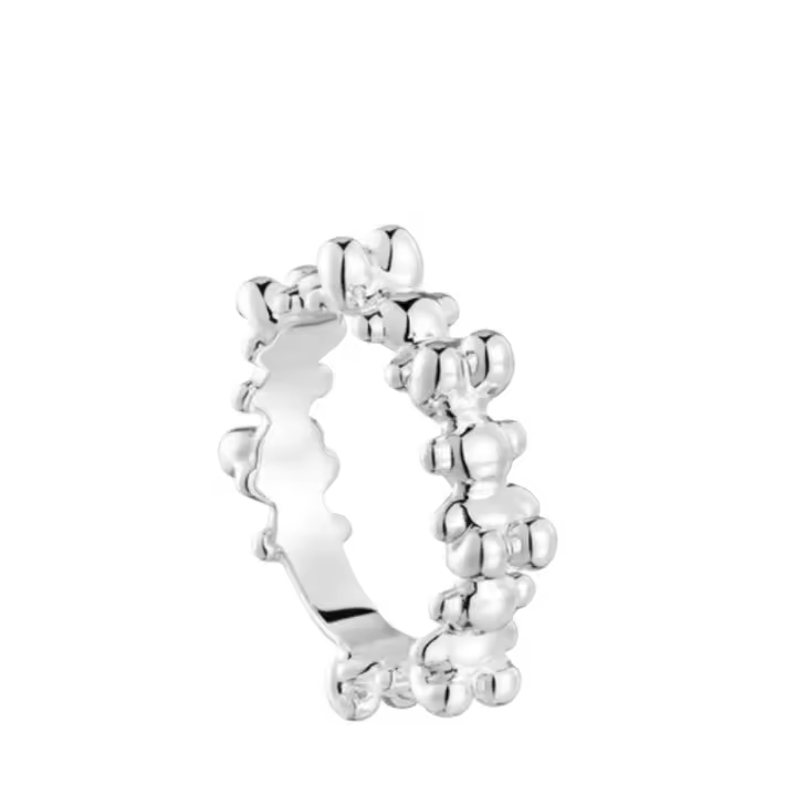 Anillo de plata de moda con patrón de oso, regalo del Día de la Madre - 1