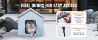 SucceBuy Casa para gatos con calefacción, refugio para gatos al aire libre con temperatura ajustable, tela Oxford 600D plegable, azul, pequeña - details 5