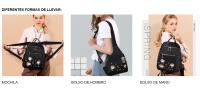 Mochila negra de nailon para Mujeres y Chicas, Bolso de Viaje, informal, Escolares, Moda - details 2