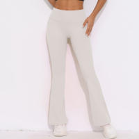 Mallas de Yoga a prueba de sentadillas para mujer, pantalones de Yoga de cintura alta, levantamiento de glúteos, pantalones de tiburón Micro acampanados, pantalones de Yoga ajustados de cintura alta - details 5