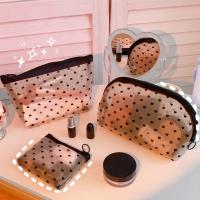 Neceser de viaje para mujer, bolsa de aseo de malla negra transparente, organizador de maquillaje, bolsa de lavado, pequeña y grande - details 1