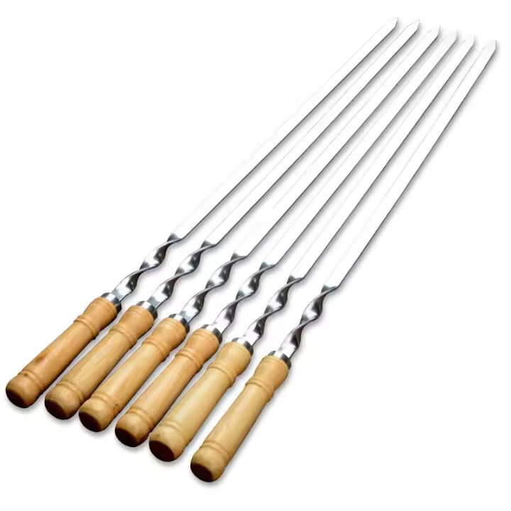 Palito de Barbacoa de Acero Inoxidable 55cm Largo Mango Ideal para Parrillas al Aire Libre - 1