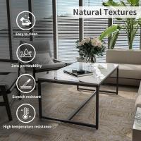 Mesa de centro de mármol para café: Mesa auxiliar de café con marco de metal estilo nórdico moderno para sofá de salón 100x60x43cm (gris) - details 15