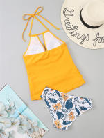 Bikini Tankini con cuello en V y espalda descubierta para mujer, traje de baño Sexy con cordones y cuello Halter, novedad - details 4