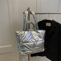 Bolso de mano de algodón acolchado para mujer, bolso de hombro de gran capacidad, de moda, de diseñador, - details 5