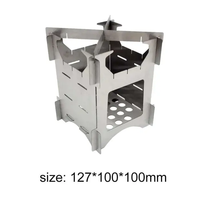 Estufa de Madera Portátil para Exteriores Parrilla de Camping Plegable de Acero Inoxidable - 1