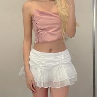 2025 falda Sexy sólida para mujer perspectiva plisada Mini faldas cintura Casual Mini vestidos calle club nocturno vestidos cortos de verano - details 0