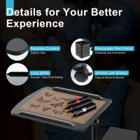 Estación de trabajo de tatuaje móvil portátil, reposabrazos, soporte, mesa de escritorio, bandeja ajustable - details 6
