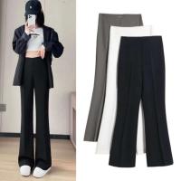 Pantalones de pierna ancha para mujer, pantalón negro de cintura alta de estilo coreano, pantalones de traje grises holgados a la moda para oficina, ropa de calle - details 4