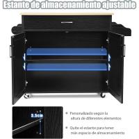 Carrito de Cocina Carro de Servicio Comedor con Ruedas,Toallero,Cajón, Puerta y Estantes Gabinete Mueble de Cocina (blanco) - details 20