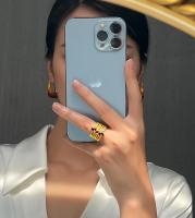 Nuevos anillos llamativos y elegantes Diseño texturizado multicapa Anillo abierto con diamantes Joyería de lujo chapada en oro - details 6