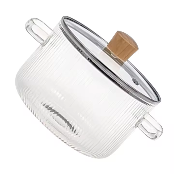 Olla de cocina de borosilicato para el hogar, olla de sopa de estofado de alta temperatura para usar en llamas abiertas y estufas de Gas - 1