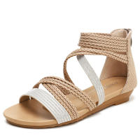Sandalia sandalias de cuña nuevo vestido estilo hada de verano con correa recta zapatos planos romanos de mujer - details 2