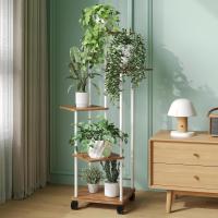 Estantería de Madera para Plantas de 5 Niveles con Ruedas Opcionales Soporte para Plantas, Banco de Flores, Escaleras para Plantas Para Interior, Jardín, Balcón, Decoración - details 5