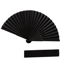 Abanico plegable de seda para hombre, ventilador de mano grande, grueso, chino, color negro, 2 piezas - details 0