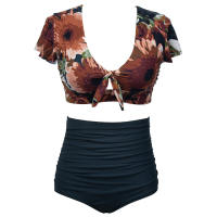 Bikini triangular de cintura alta fat mm plus fat plus size bañador mujer dividido - details 3