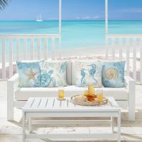 Fundas De Almohada De Playa De Océano, 18,0X18,0 pulgadas, Diseño De Tortuga Marina, Cojines Decorativos Para 4 Piezas - details 0