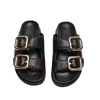 Sandalias planas de mujer de estilo superventas con suela gruesa y correa de doble hebilla, zapatillas suaves en primavera de talla grande - details 2