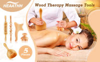 Rodillo De Masaje De Madera Para Terapia Lymphática Desagüe Masajeador Anticelulitis Fascia Para Alivio Del Dolor Muscular Corporal Tamaño Multi SML - details 0
