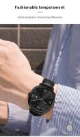 Reloj de Pulsera para Hombres de Moda Cuadrada Automático, Movimiento de Cuarzo, Diseño de Negocios Casual, Cuero Negro, Marca Premium - details 8