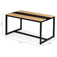 Mesa de comedor rectangular Dover para 4 personas, diseño industrial (120 cm), color negro - details 2
