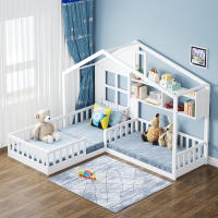 Cama de Madera Sólida con Ventana y Chimenea en Forma de Casa Caja de Cama de Almacenamiento con Persianas Blanco Muebles y Organización - details 4