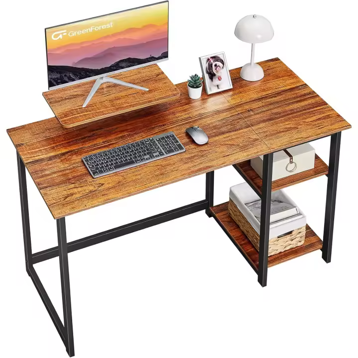 Escritorio de computadora con estantes de almacenamiento reversibles, mesa de oficina para ahorro de espacio y mesa de estudio pequeña para un fácil montaje - 1