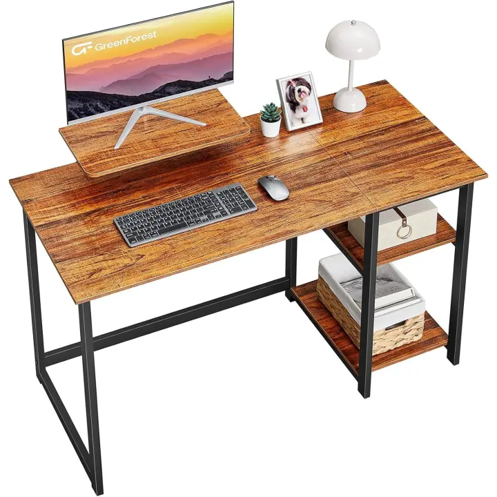 Escritorio de computadora con estantes de almacenamiento reversibles, mesa de oficina para ahorro de espacio y mesa de estudio pequeña para un fácil montaje - 1