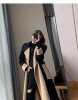 Abrigo largo de lana para mujer, abrigo de talla grande, color contrastante, estilo fragante pequeño, otoño e invierno, novedad de 2024 - details 10