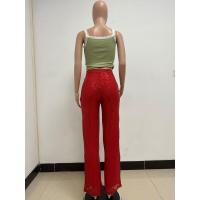 Moda femenina New -End Color sólido Pierna ancha con lentejuelas drapeadas Pantalones casuales para mujer - details 70