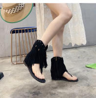 Sandalias romanas con borlas de pellizco nuevas botas frescas con cremallera lateral de punta abierta de verano que aumentan la altura interior - details 3