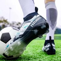 Venta al por mayor de zapatos de fútbol para hombres, botas de entrenamiento con tacos de fútbol para interiores y exteriores de gran tamaño con plantilla de goma y malla para niños - details 7