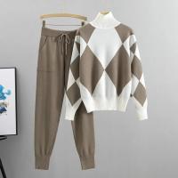 Conjunto de 2 Piezas de Punto para Mujer Jersey Grueso Informal Musulmán, Top y Pantalón de Punto - details 2