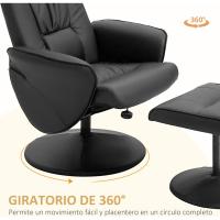 Reclinable hasta 145° °   y Giratorio 360° °   con Respaldo Ajustable para Salón Dormitorio Oficina 76x81x101 cm Negro - details 4
